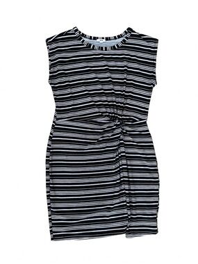 Women’s Striped Black and White Short Mini Dress Office With Size Slit Size XL